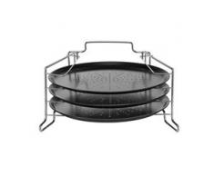 Pizzabackset 4 teilig mit Halter Pizzablech Backblech Pizza Blech Ofen Ofenblech