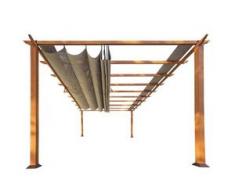 Paragon-Aluminium-Pergola in Holzoptik, mit verstellbarem Sonnensegel, ca. 350 x 350 cm