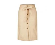 Rock mit durchgehender Knopfleiste und Bindegürtel, Beige