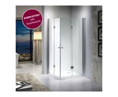 XIMAX Duschkabine ESG Klarglas 8 mm Eckdusche Falttüre 180 90x90x186 cm