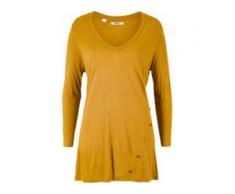 Viskose-Longshirt mit asymmetrischer Knopfleiste, 3/4 Arm gelb bonprix