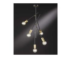 Wofi Deckenleuchte York Eisen Schwarz/Gold 415x735x415 cm (BxHxT) 5-flammig E27