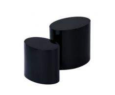 Fredriks Beistelltisch Elipse 2er-Set MDF Hochglanz Schwarz Modern 48x40x33 cm (BxHxT)