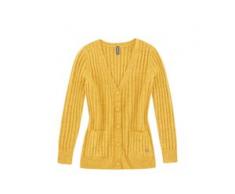 Gerippte Strickjacke, Knopfleiste