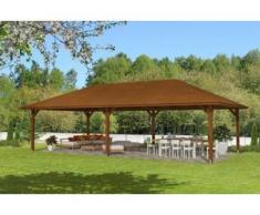 SKAN HOLZ Pavillon Orleans Größe 4, 569 x 1046 cm, 4-Eck, Lasiert in Nussbaum
