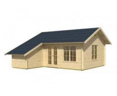 SKAN HOLZ Blockhaus Esbjerg 3 + Anbauschuppen 200x170 cm 420x560 cm, Wandstärke 45 mm