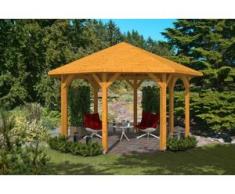 SKAN HOLZ Pavillon Nice Größe 2 - Ø 484 cm, 8-Eck, Lasiert in Eiche hell