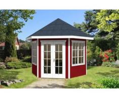 SKAN HOLZ Pavillon Almelo Größe 350 x 303 cm, Wandstärke 28 mm, schwedenrot