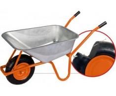 pro-bau-tec PU (Vollschaum) Garten- und Bauschubkarre mit Tiefenmulde 100 l, Tragkraft 160 kg, pannensicheres Rad