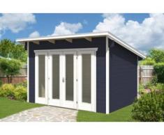 SKAN HOLZ Gartenhaus Ostende Größe 1, 350 x 250 cm, Wandstärke 28 mm, schiefergrau