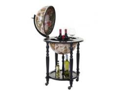 Globusbar HHG-837, Minibar Hausbar Weinregal, Weltkugel rollbar, Ø 42cm Eukalyptusholz