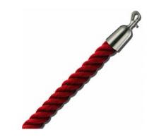 VIAGUIDE Absperrkordel 1500 mm - Endstücke Nickel matt - Kordel rot Absperrband