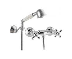 Duscharmatur Zweigriffmischer Aufputz Handbrause Halter Retro - PAULGURKES