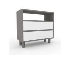 Bücherregal Grau - Modernes Regal für Bücher: Schubladen in Weiß - 77 x 72 x 35 cm, Individuell konfigurierbar