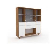 Vitrine Weiß - Moderne Glasvitrine: Schubladen in Weiß & Türen in Weiß - Hochwertige Materialien - 154 x 168 x 35 cm,...