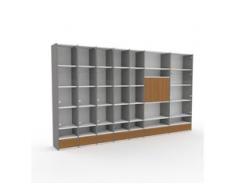 Schrankwand Weiß - Moderne Wohnwand: Schubladen in Eiche & Türen in Kristallglas klar - Hochwertige Materialien - 344 x 195...