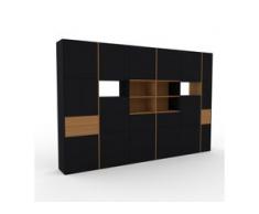 Holzregal Schwarz - Modernes Regal aus Holz: Schubladen in Eiche & Türen in Schwarz - 414 x 272 x 47 cm, Personalisierbar