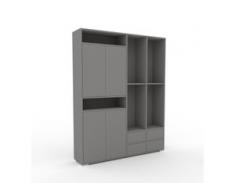 Regalsystem Grau - Regalsystem: Schubladen in Grau & Türen in Grau - Hochwertige Materialien - 154 x 196 x 35 cm,...