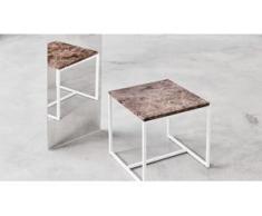 Beistelltisch Marmor, Brauner Emperador - Eleganter Nachttisch: Hochwertige Materialien, einzigartiges Design - 42 x 46 x 42...