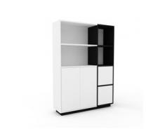 Regalsystem Schwarz - Flexibles Regalsystem: Türen in Weiß - Hochwertige Materialien - 116 x 162 x 35 cm, Komplett anpassbar