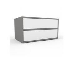 Bücherregal Grau - Modernes Regal für Bücher: Schubladen in Weiß - 77 x 41 x 47 cm, Individuell konfigurierbar