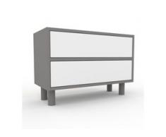 Bücherregal Grau - Modernes Regal für Bücher: Schubladen in Weiß - 77 x 53 x 35 cm, Individuell konfigurierbar