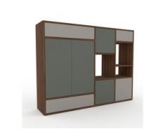 Holzregal Nebelgrün - Modernes Regal aus Holz: Schubladen in Sandgrau & Türen in Nebelgrün - 154 x 118 x 35 cm,...