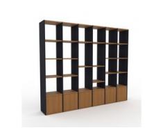 Regalsystem Anthrazit - Flexibles Regalsystem: Türen in Eiche - Hochwertige Materialien - 233 x 195 x 35 cm, Komplett anpassbar