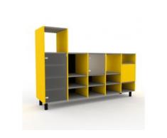 Vitrine Schwarz - Moderne Glasvitrine: Türen in Kristallglas satiniert - Hochwertige Materialien - 195 x 130 x 47 cm, Selbst...