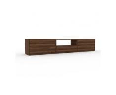 Holzregal Nussbaum - Skandinavisches Regal aus Holz: Schubladen in Nussbaum - 226 x 41 x 35 cm, Personalisierbar