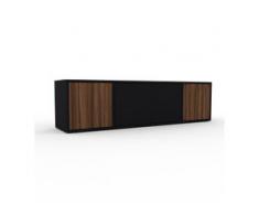 Bücherregal Schwarz - Modernes Regal für Bücher: Türen in Nussbaum - 154 x 41 x 35 cm, Individuell konfigurierbar
