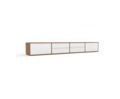 Holzregal Eiche - Modernes Regal aus Holz: Schubladen in Weiß & Türen in Weiß - 301 x 41 x 47 cm, Personalisierbar