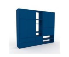 Holzregal Blau - Modernes Regal aus Holz: Schubladen in Blau & Türen in Blau - 190 x 157 x 35 cm, Personalisierbar