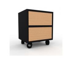 Nachtschrank Schwarz - Eleganter Nachtschrank: Schubladen in Buche - Hochwertige Materialien - 41 x 49 x 35 cm, konfigurierbar