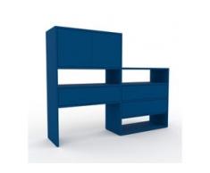 Regalsystem Blau - Regalsystem: Schubladen in Blau & Türen in Blau - Hochwertige Materialien - 152 x 118 x 35 cm,...