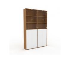 Vitrine Eiche - Moderne Glasvitrine: Türen in Weiß - Hochwertige Materialien - 152 x 233 x 35 cm, Selbst zusammenstellen