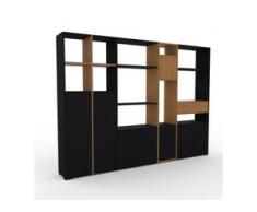 Regalsystem Schwarz - Regalsystem: Schubladen in Eiche & Türen in Schwarz - Hochwertige Materialien - 267 x 196 x 35 cm,...