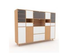 Vitrine Weiß - Moderne Glasvitrine: Schubladen in Weiß & Türen in Weiß - Hochwertige Materialien - 231 x 168 x 47 cm,...