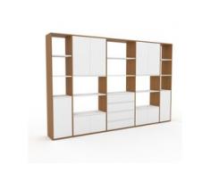 Regalsystem Eiche - Regalsystem: Schubladen in Weiß & Türen in Weiß - Hochwertige Materialien - 303 x 195 x 35 cm,...