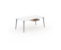 Designer Esstisch Massivholz Weiß - Individueller Designer-Massivholztisch: mit 1 Schublade/n - Hochwertige Materialien -...
