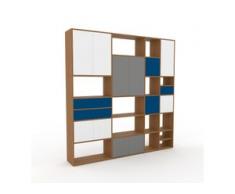 Regalsystem Eiche - Regalsystem: Schubladen in Blau & Türen in Weiß - Hochwertige Materialien - 229 x 234 x 35 cm,...
