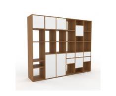 Regalsystem Eiche - Regalsystem: Schubladen in Weiß & Türen in Weiß - Hochwertige Materialien - 233 x 195 x 47 cm,...