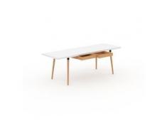Designer Esstisch Massivholz Weiß - Individueller Designer-Massivholztisch: mit 2 Schublade/n - Hochwertige Materialien -...