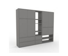Holzregal Grau - Modernes Regal aus Holz: Schubladen in Grau & Türen in Grau - 190 x 157 x 35 cm, Personalisierbar