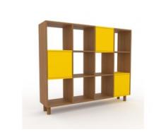 Aktenregal Eiche - Flexibles Büroregal: Türen in Gelb - Hochwertige Materialien - 156 x 130 x 35 cm, konfigurierbar