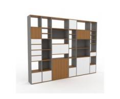 Regalsystem Grau - Regalsystem: Schubladen in Weiß & Türen in Weiß - Hochwertige Materialien - 306 x 233 x 35 cm,...