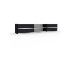 Holzregal Schwarz - Skandinavisches Regal aus Holz: Schubladen in Anthrazit - 226 x 41 x 35 cm, Personalisierbar