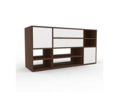 Regalsystem Nussbaum - Regalsystem: Schubladen in Weiß & Türen in Weiß - Hochwertige Materialien - 154 x 80 x 47 cm,...
