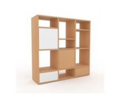 Regalsystem Buche - Regalsystem: Schubladen in Weiß & Türen in Weiß - Hochwertige Materialien - 118 x 118 x 35 cm,...