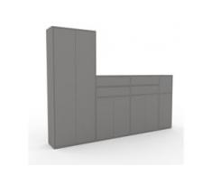 Aktenregal Grau - Büroregal: Schubladen in Grau & Türen in Grau - Hochwertige Materialien - 265 x 195 x 35 cm, konfigurierbar
